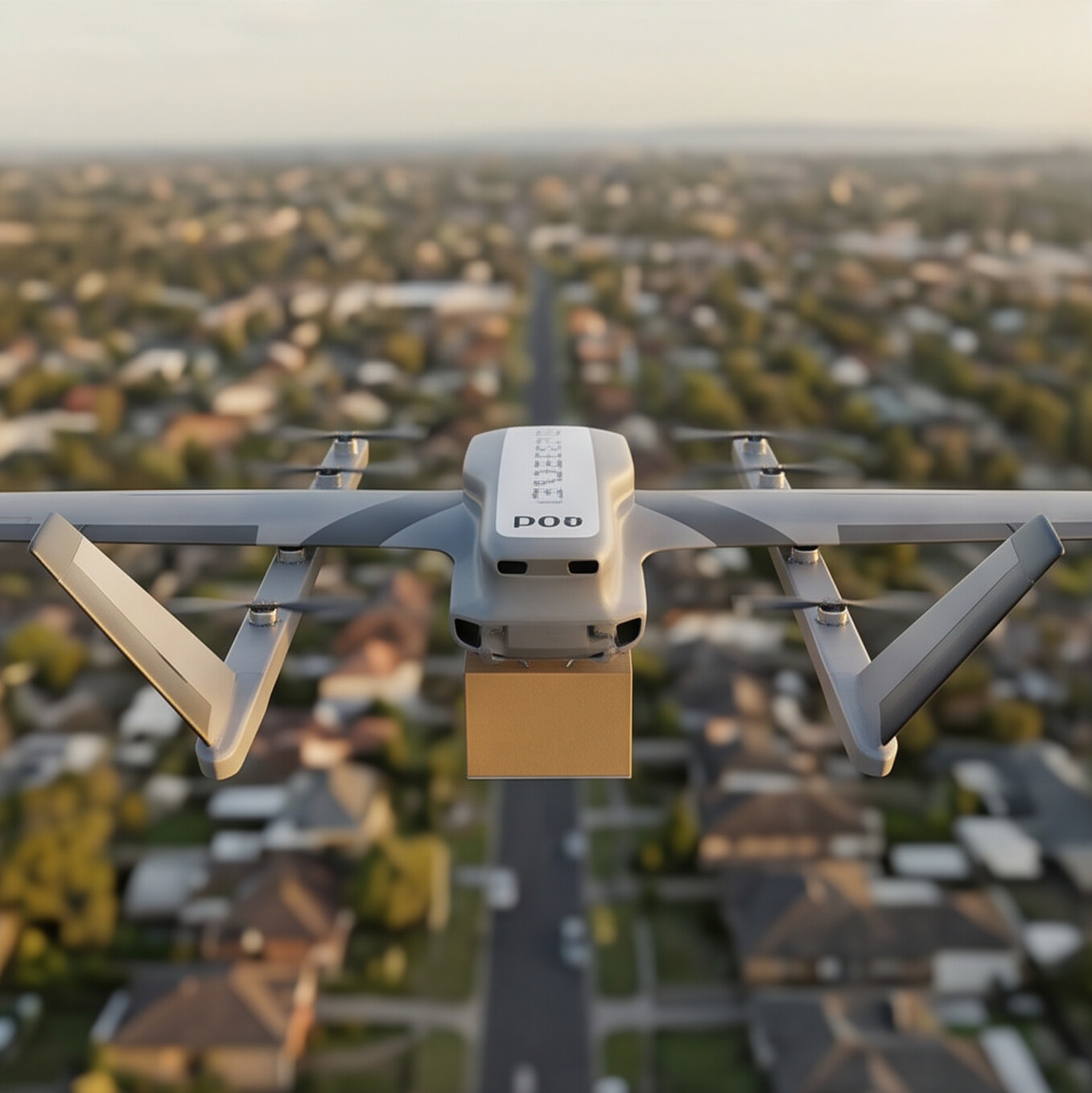 Drone flying low angle
